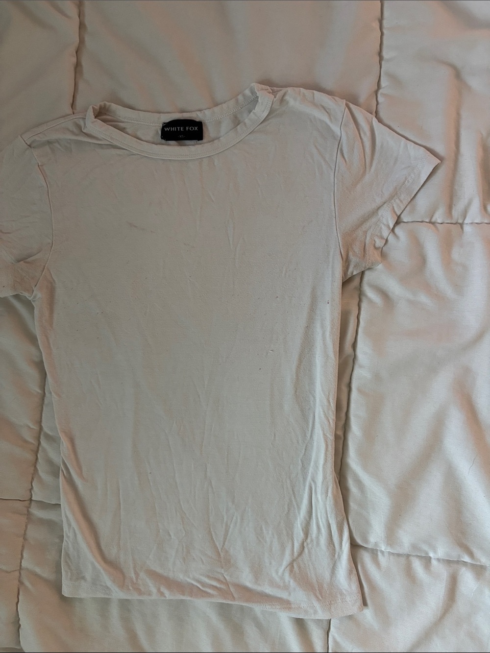 White Fox Boutique Short Sleeve Crewneck Tee in Light Cream